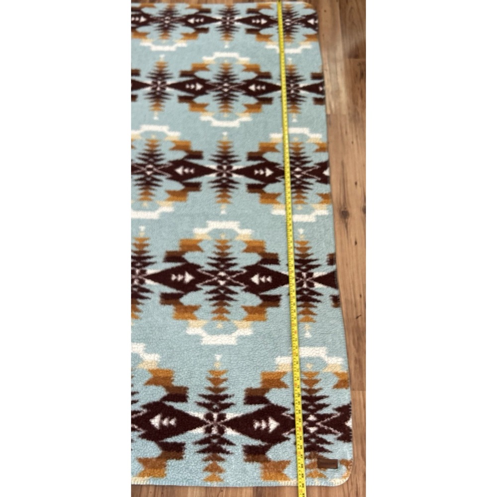 Pendleton Sherpa Fleece Blanket Aztec Legend Lake Aqua Blue Sky Southwest - Picture 12 of 13
